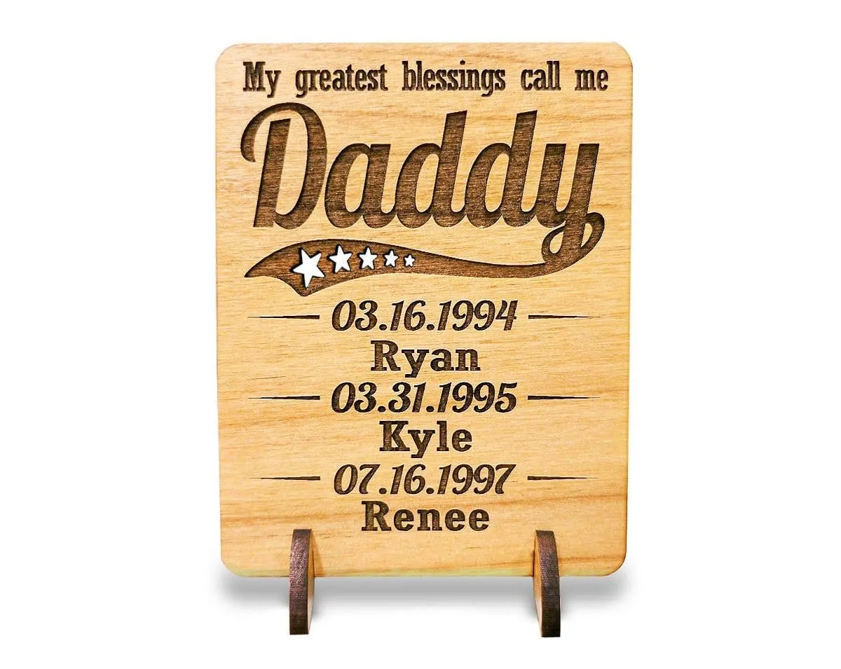 Gift for Dad Personalized Wood Card My Greatest Blessing Father's Day, Birthday, Thank You, Christmas for Daddy Grandpa, Husband Wooden Gift