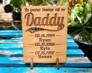 Gift for Dad Personalized Wood Card My Greatest Blessing Father's Day, Birthday, Thank You, Christmas for Daddy Grandpa, Husband Wooden Gift