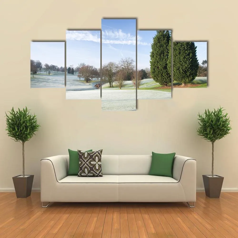 Golf Course Drapped In Winter Canvas Wall Art