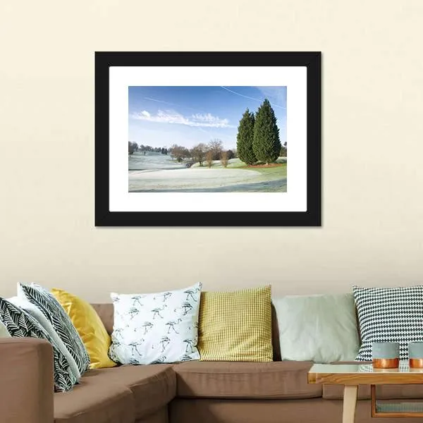 Golf Course Drapped In Winter Canvas Wall Art