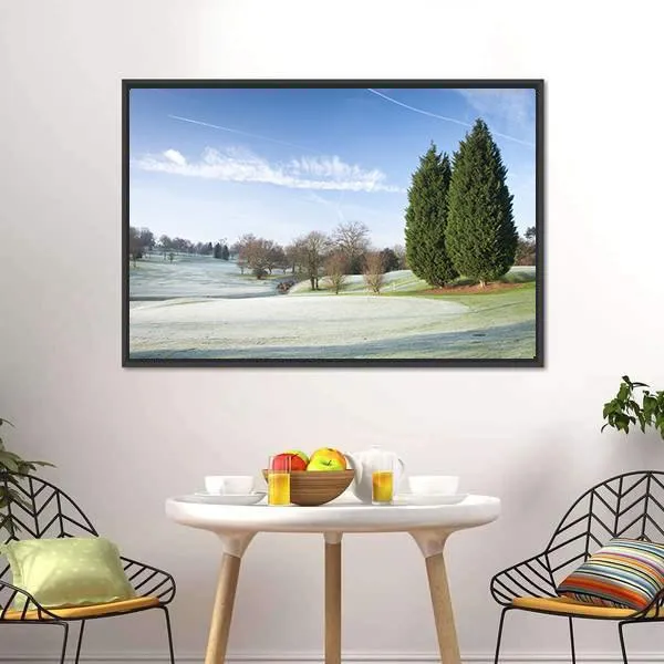 Golf Course Drapped In Winter Canvas Wall Art