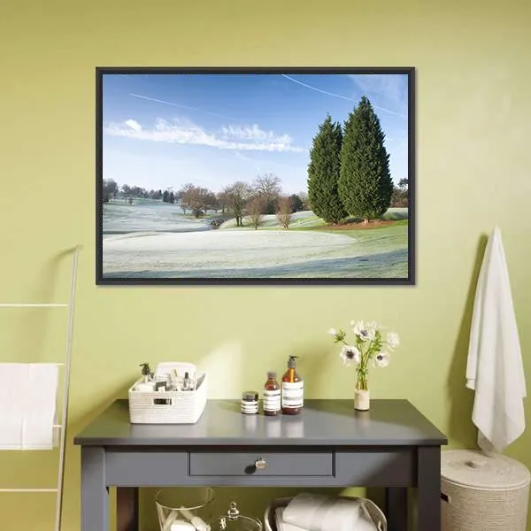 Golf Course Drapped In Winter Canvas Wall Art