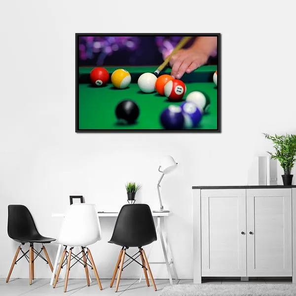 Green Pool Table Canvas Wall Art