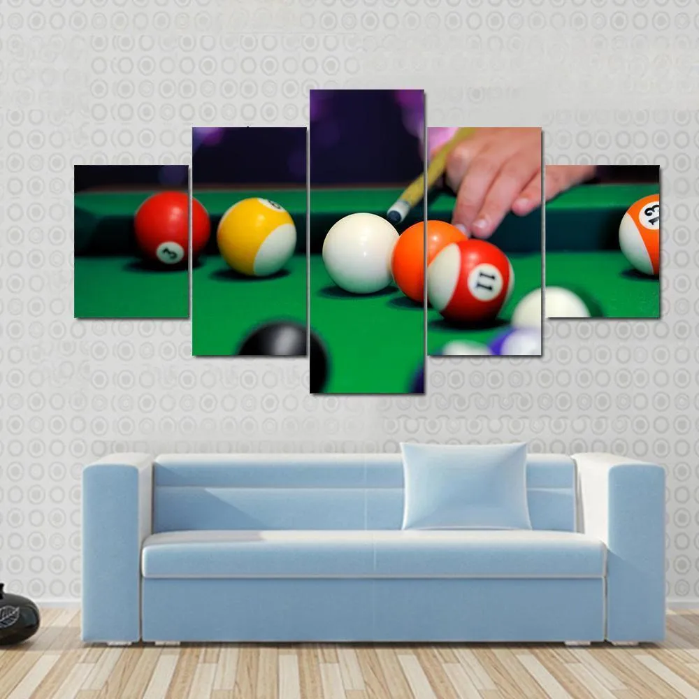 Green Pool Table Canvas Wall Art