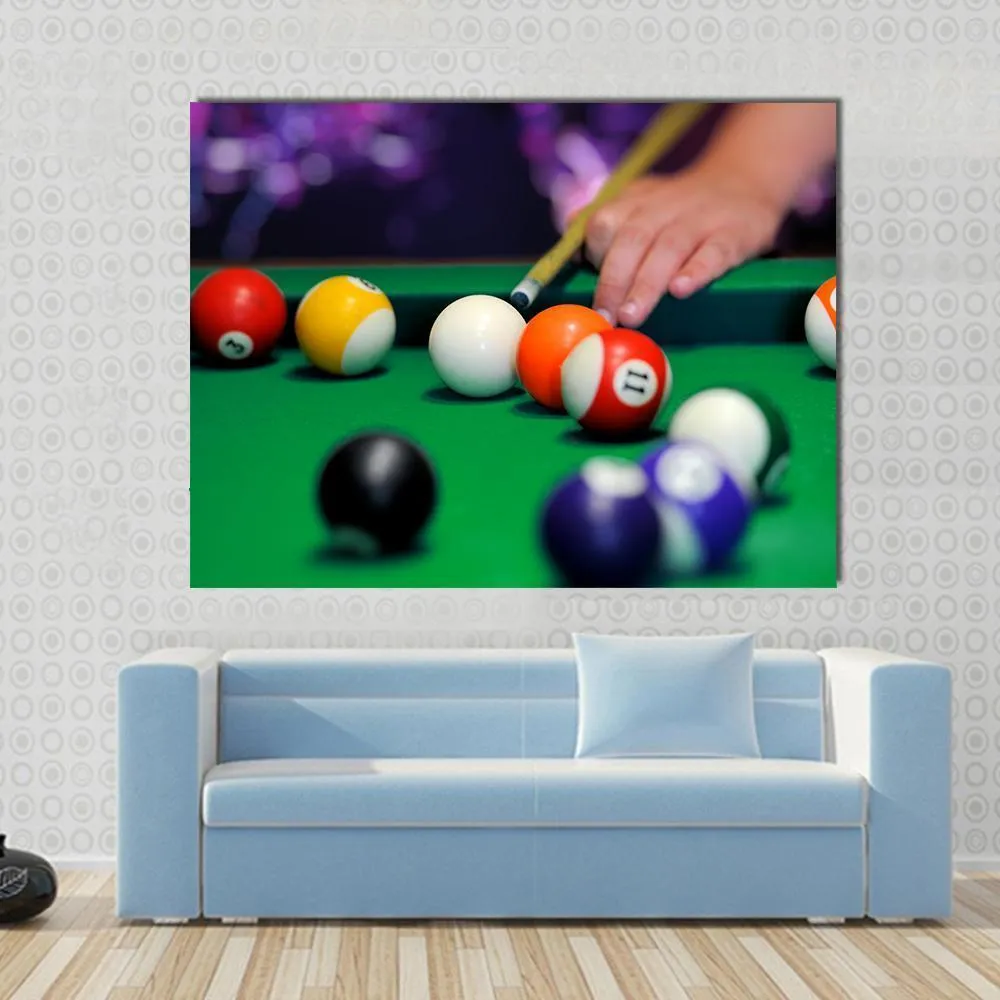 Green Pool Table Canvas Wall Art