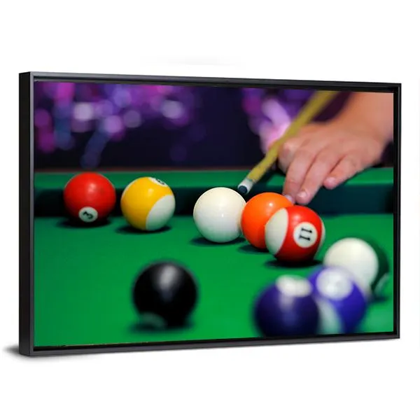 Green Pool Table Canvas Wall Art