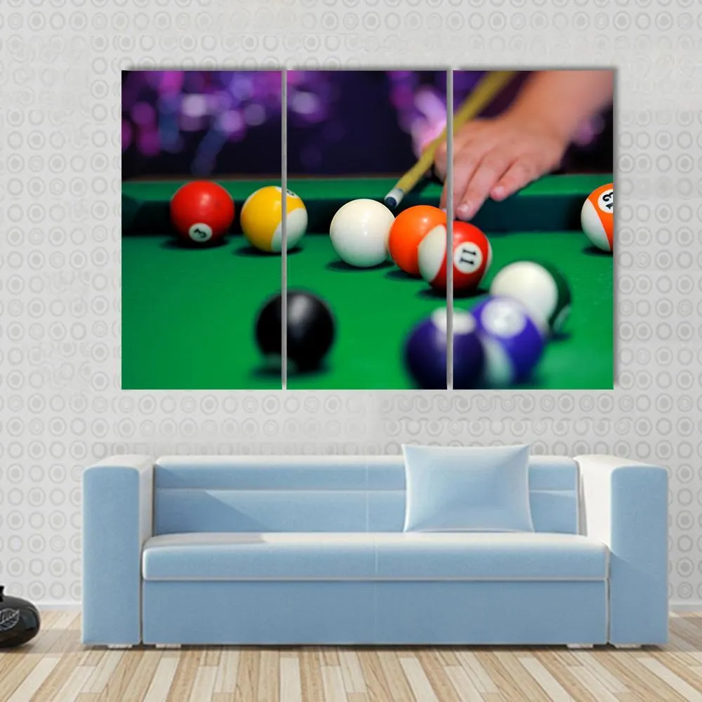 Green Pool Table Canvas Wall Art