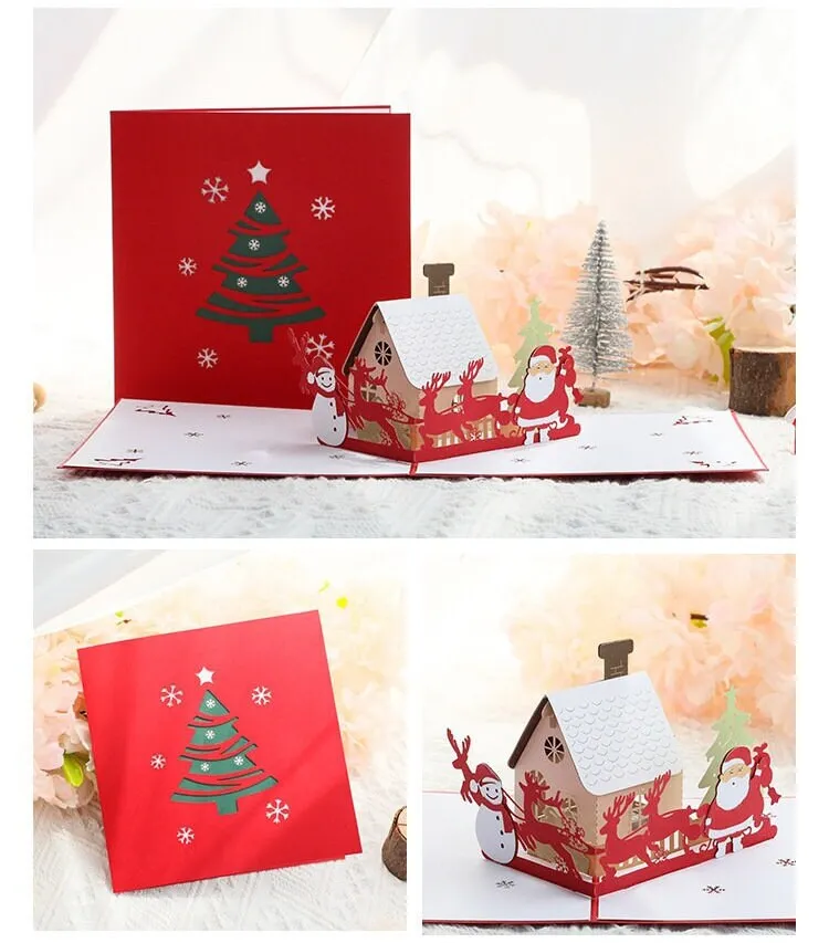 Handmade Xmas Pop-Up Santa Christmas Greeting Card | Personalized Christmas Wish Card | Merry Christmas Card  Blessing Message Card