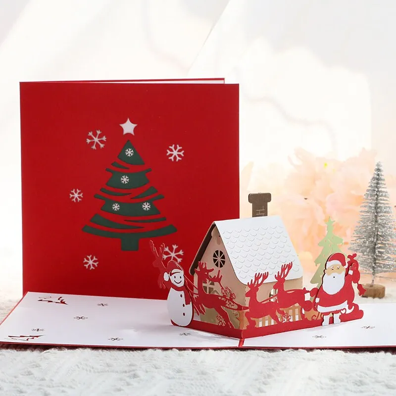 Handmade Xmas Pop-Up Santa Christmas Greeting Card | Personalized Christmas Wish Card | Merry Christmas Card  Blessing Message Card