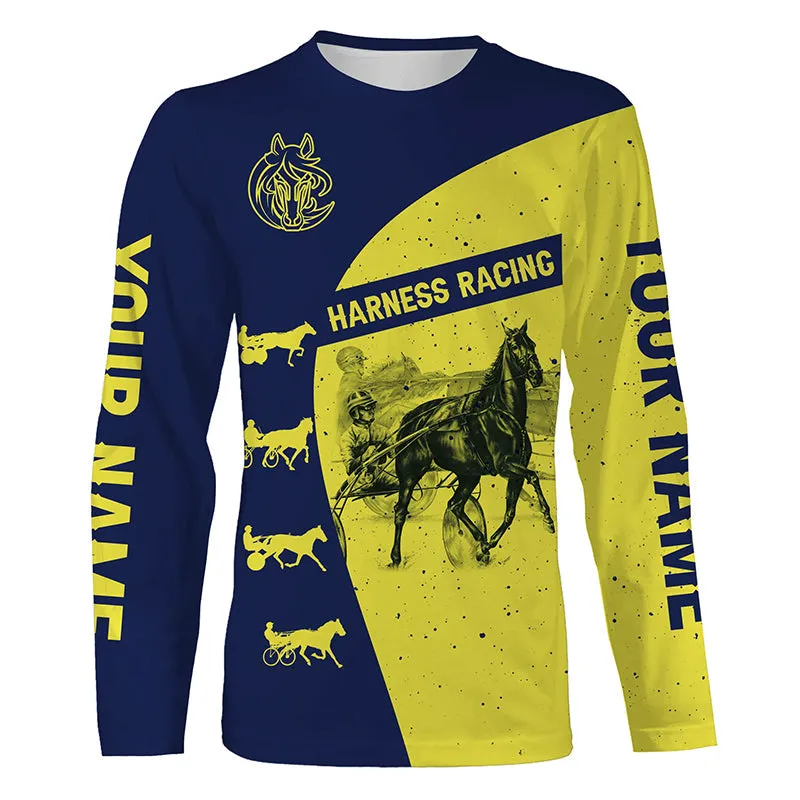 Harness Racing Custom Name Horse Riding Horse Long Sleeve Shirts, Personalized Horse Gift For Men, Women