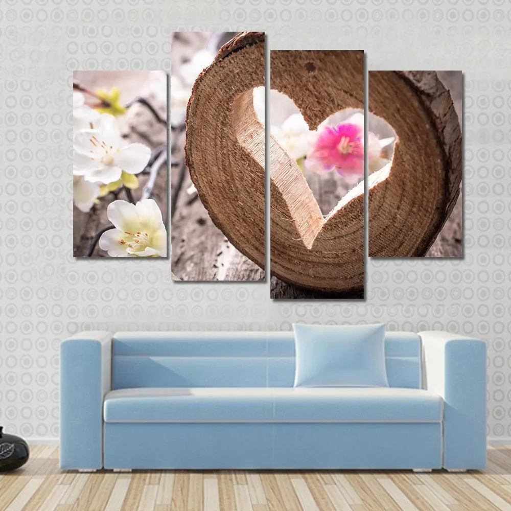 Heart On Rustic Wood Canvas Wall Art