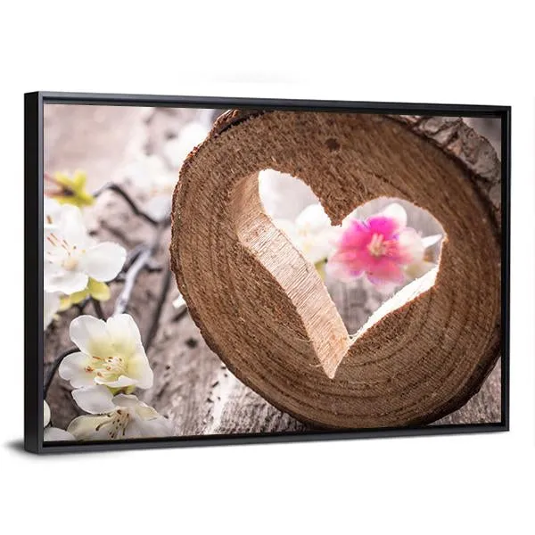 Heart On Rustic Wood Canvas Wall Art