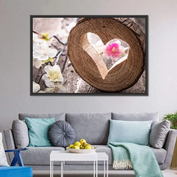 Heart On Rustic Wood Canvas Wall Art