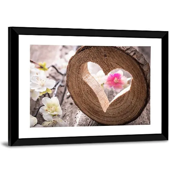 Heart On Rustic Wood Canvas Wall Art