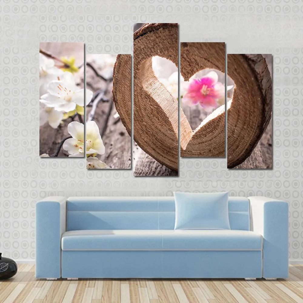 Heart On Rustic Wood Canvas Wall Art