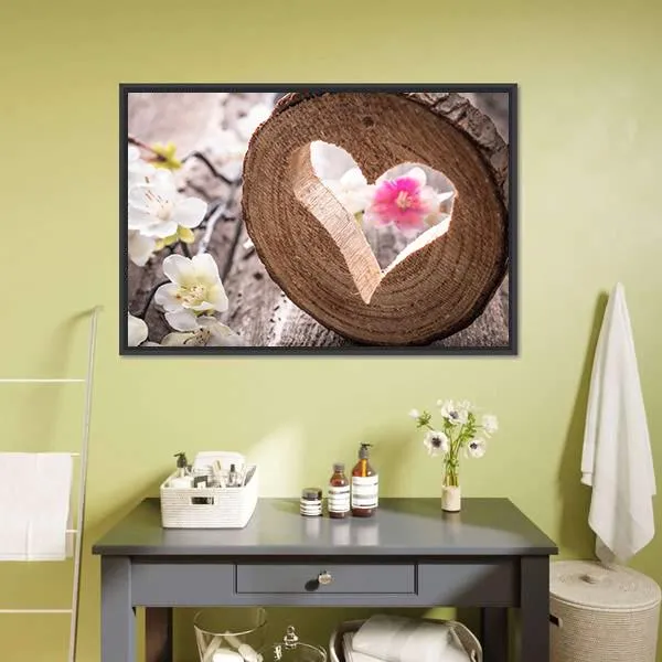 Heart On Rustic Wood Canvas Wall Art