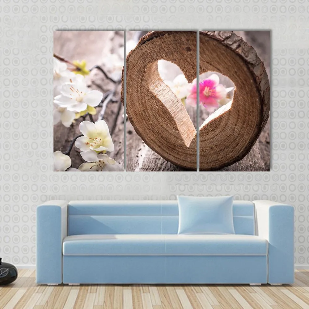 Heart On Rustic Wood Canvas Wall Art