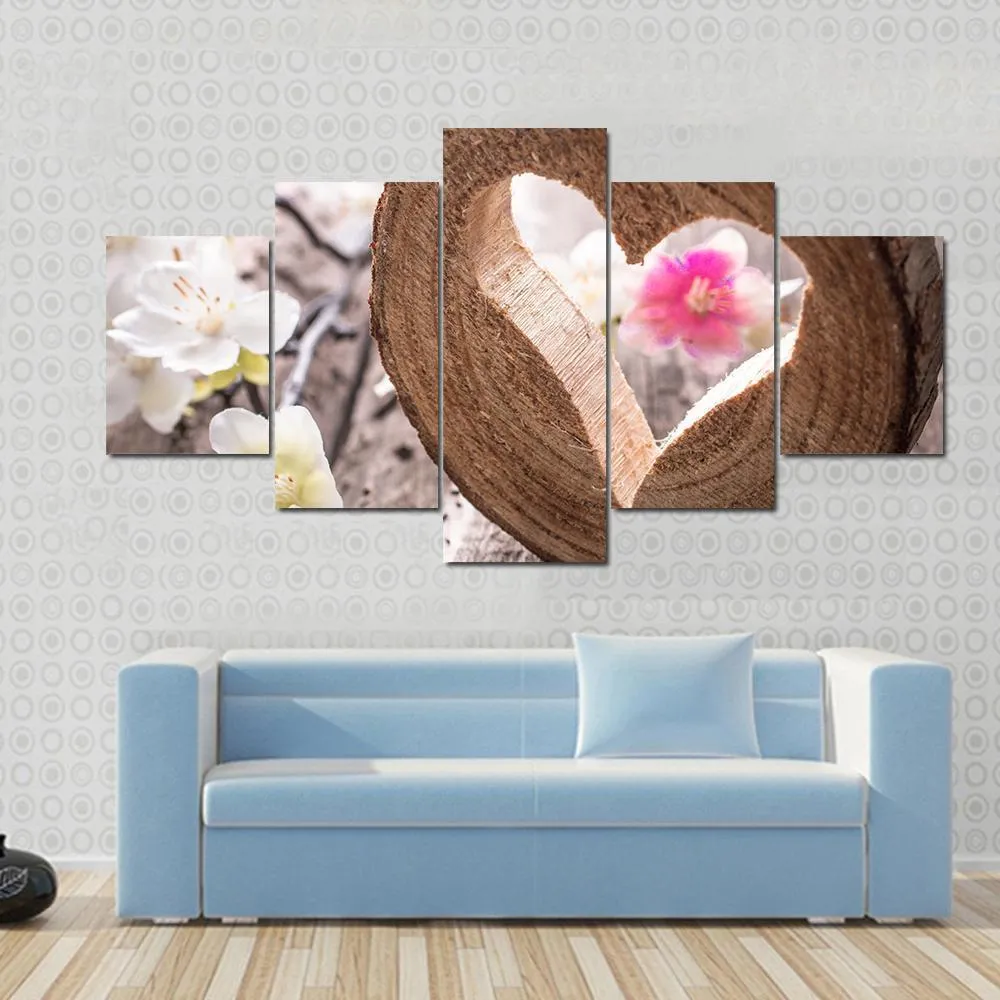 Heart On Rustic Wood Canvas Wall Art