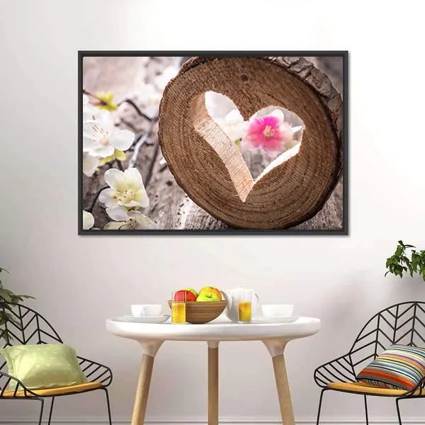 Heart On Rustic Wood Canvas Wall Art