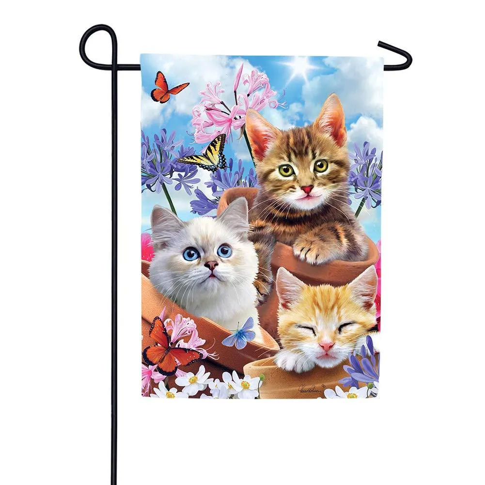 Kittens & Flowers Garden Flag