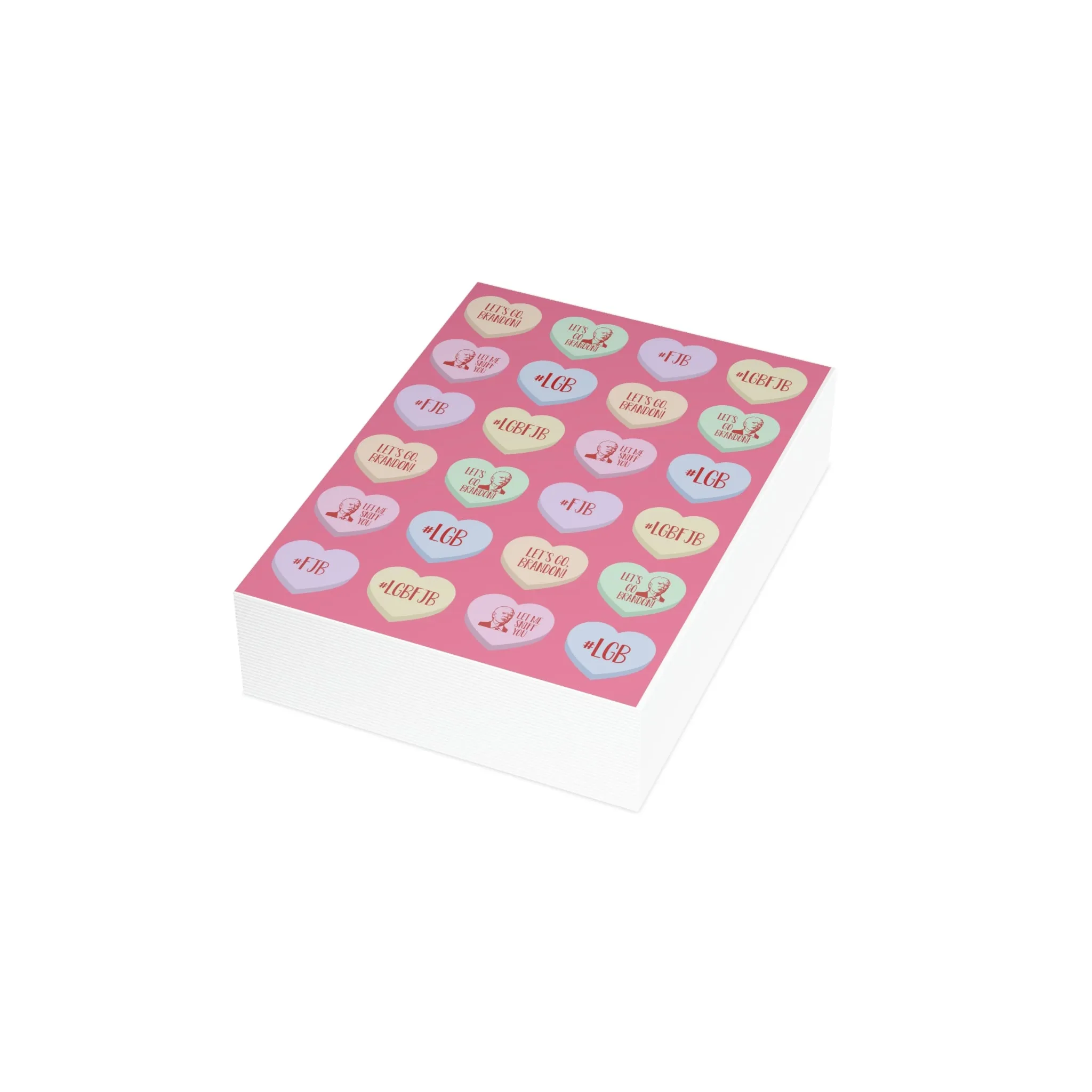 Let's Go Brandon Candy Hearts Valentine Folded Greeting Card (1, 10, 30, and 50pcs)