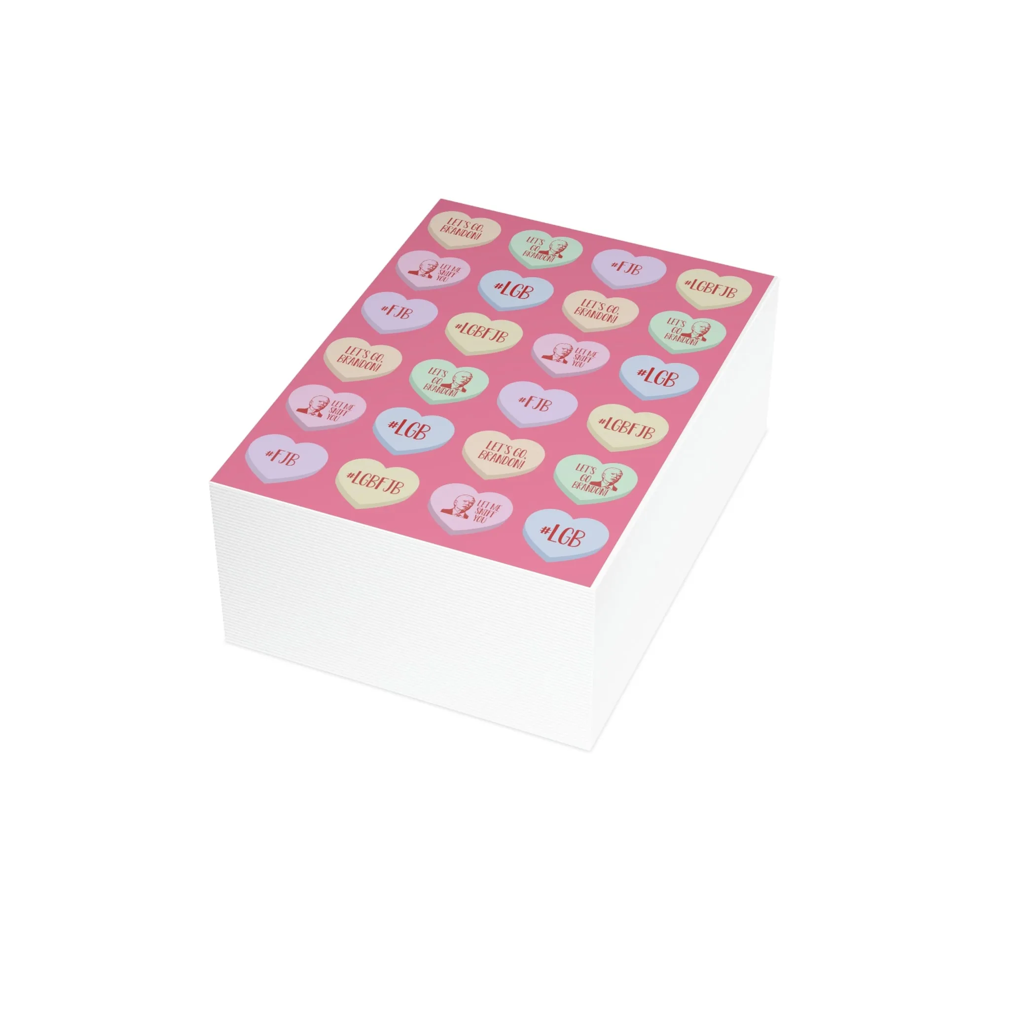 Let's Go Brandon Candy Hearts Valentine Folded Greeting Card (1, 10, 30, and 50pcs)