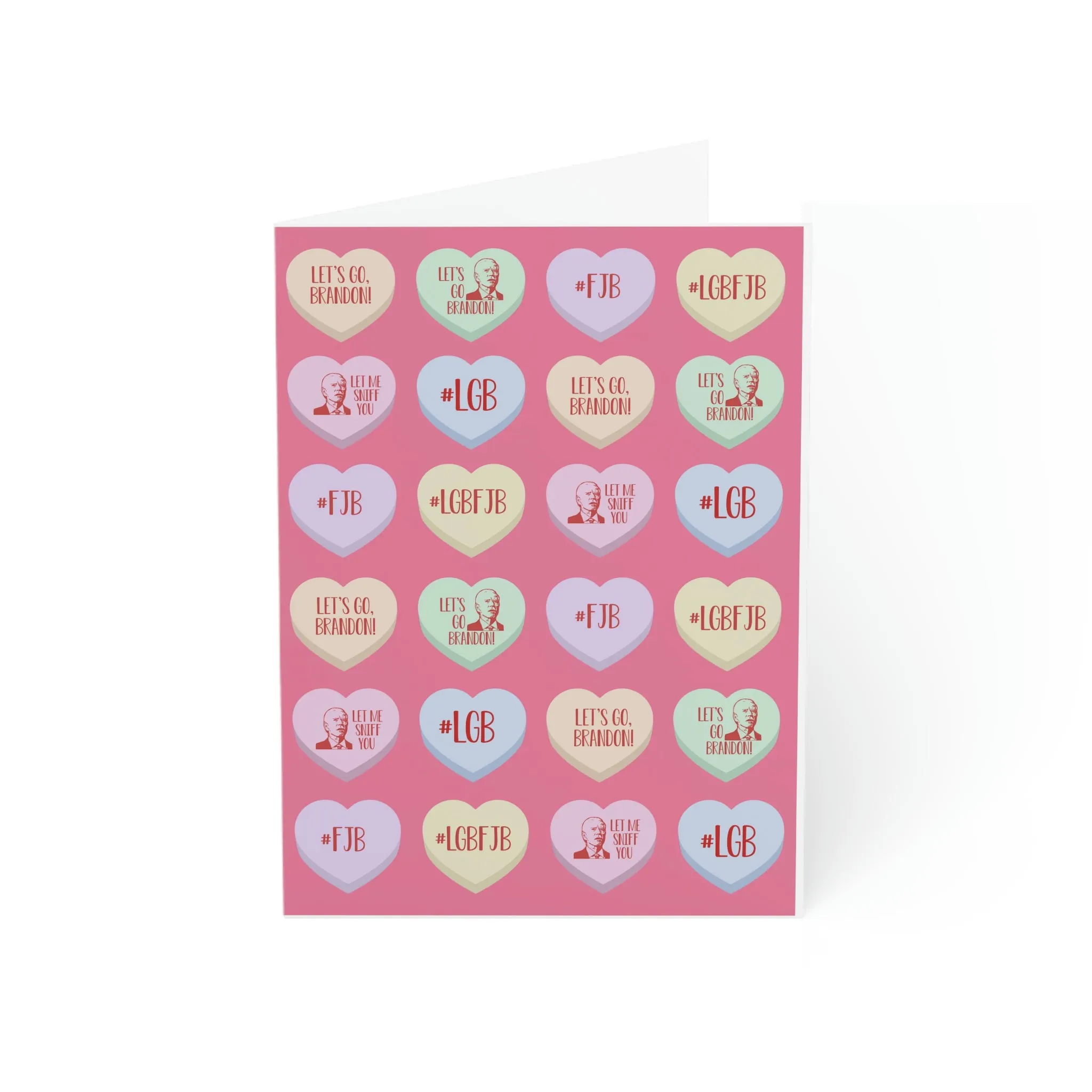 Let's Go Brandon Candy Hearts Valentine Folded Greeting Card (1, 10, 30, and 50pcs)