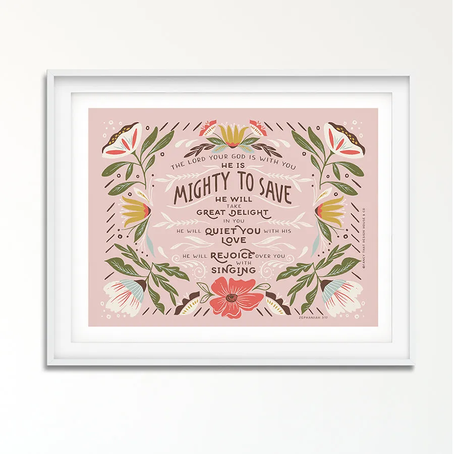 Mighty to Save / Zephaniah Art Poster Print