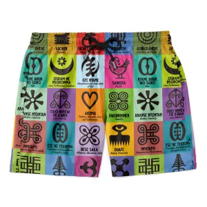 Multi Color Adinkra Symbols Shorts