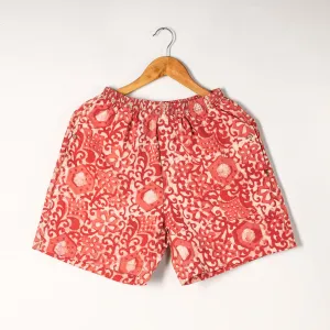 Orange - Bagru Block Printed Cotton Unisex Boxer/Shorts