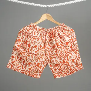 Orange - Hand Batik Printed Cotton Unisex Boxer/Shorts