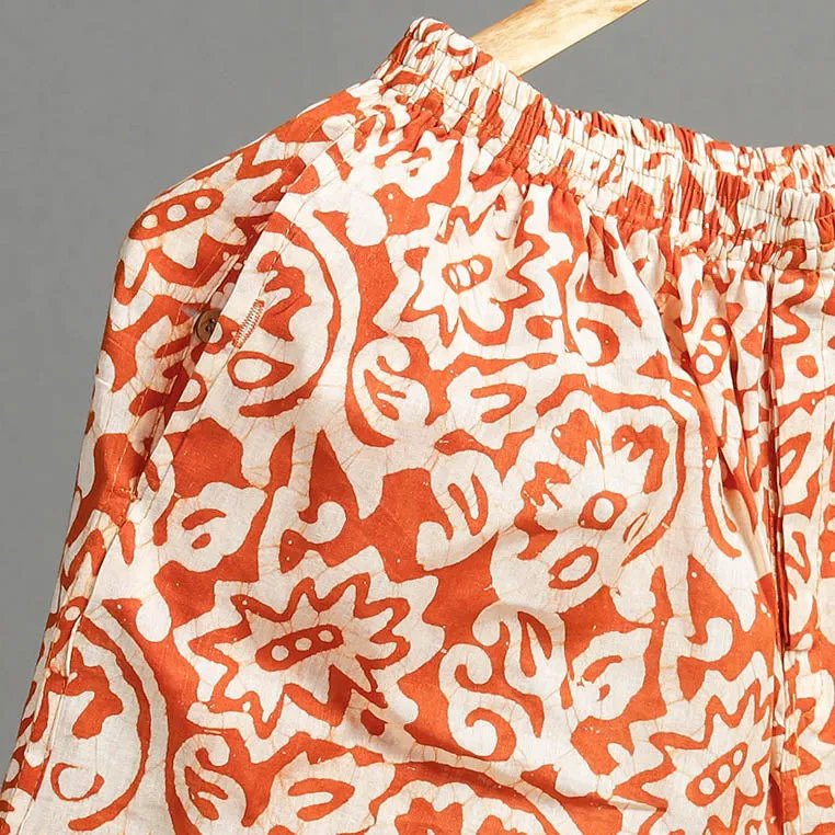 Orange - Hand Batik Printed Cotton Unisex Boxer/Shorts