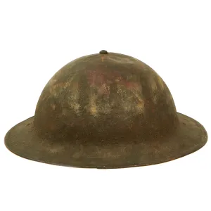 Original U.S. WWII Service Worn M1917A1 Kelly Helmet with Textured Paint - Complete