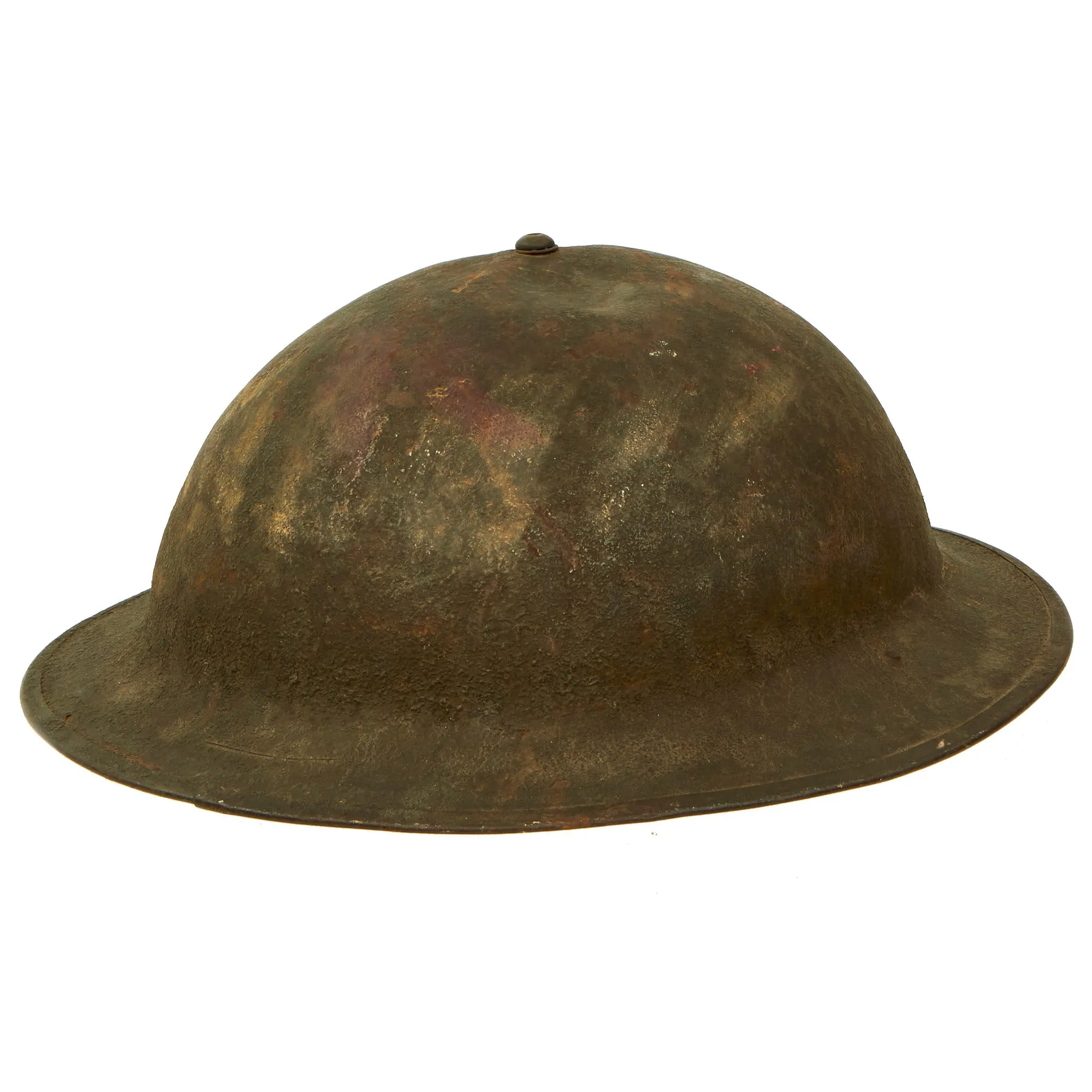 Original U.S. WWII Service Worn M1917A1 Kelly Helmet with Textured Paint - Complete