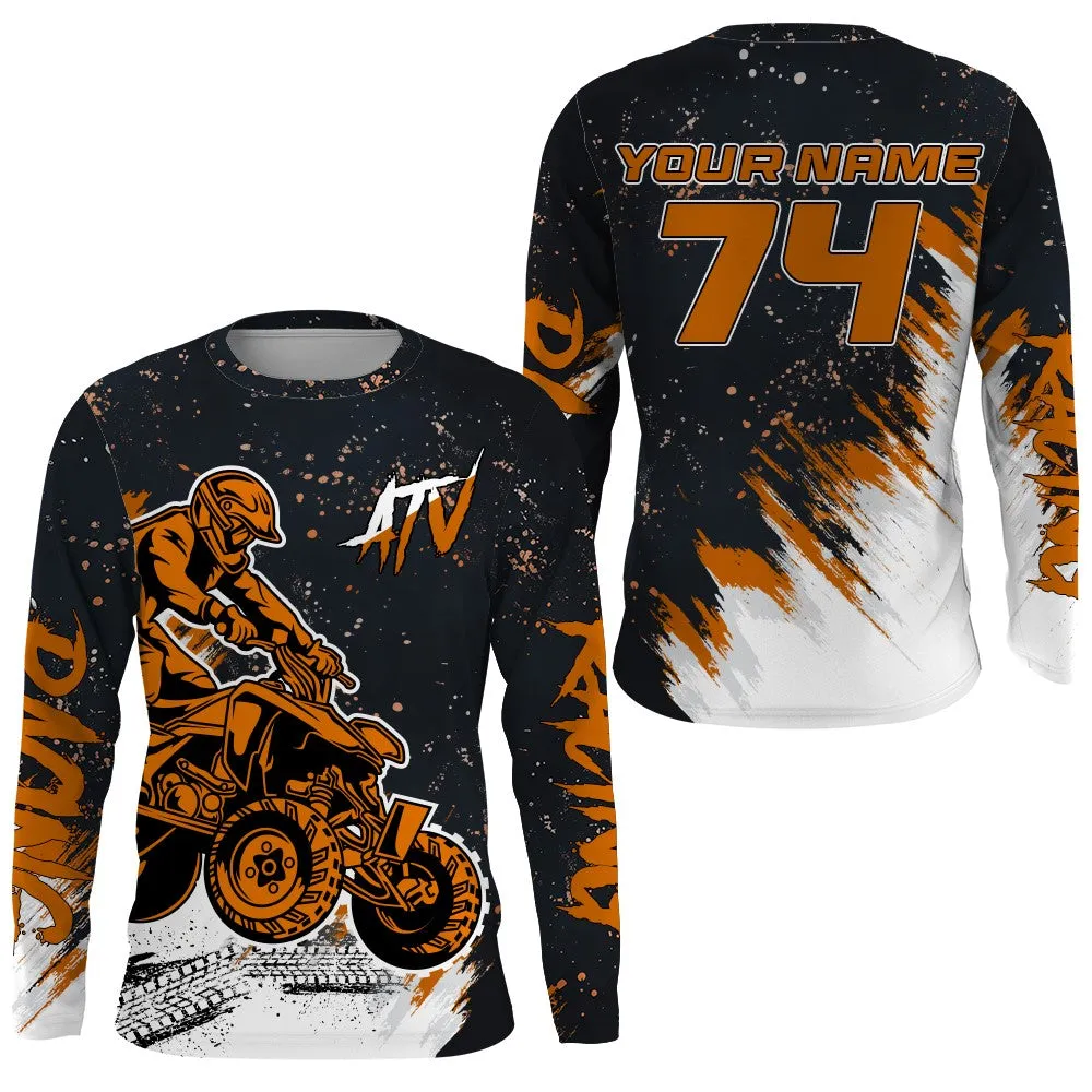 Personalized ATV Motocross Jersey Men Orange Quad Bike 3D Long Sleeve Shirt Extreme Off-Road ATV MX Racing