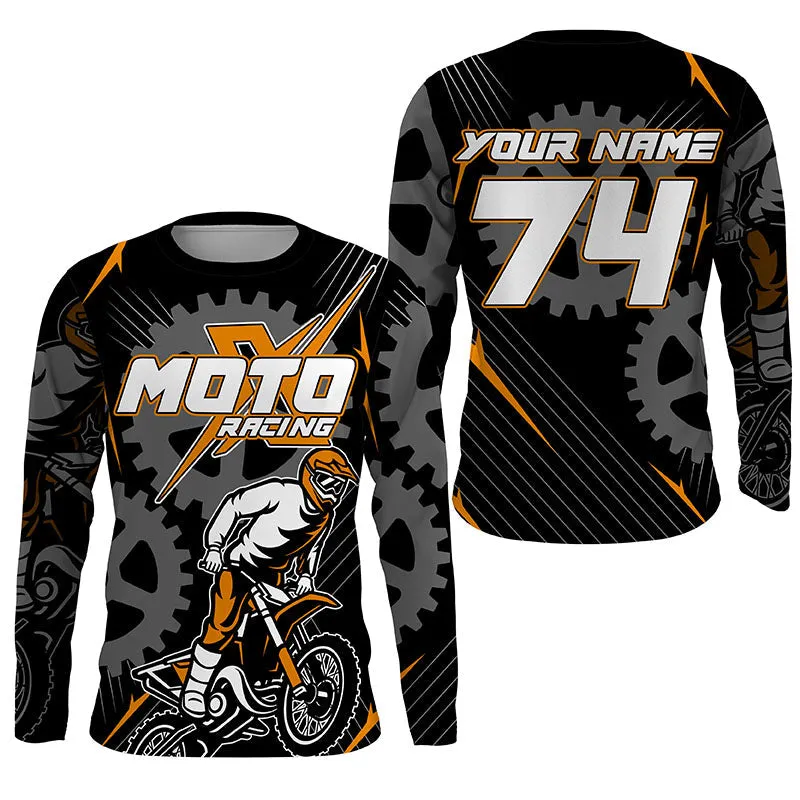 Personalized Multicolor Gear Dirt Bike Jersey For Motocross Racing Motox Off-Road Long Sleeve Shirt