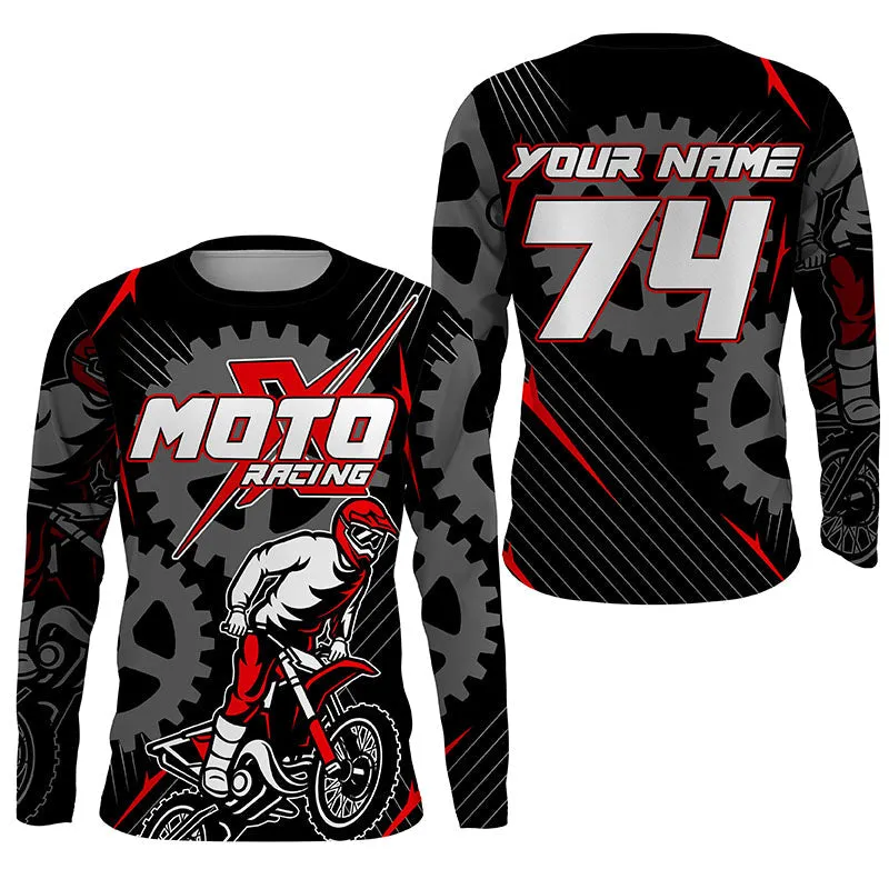 Personalized Multicolor Gear Dirt Bike Jersey For Motocross Racing Motox Off-Road Long Sleeve Shirt