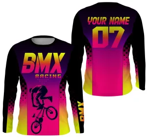 Personalized Pink Gradient BMX Jersey Bike 3D Long Sleeve Shirts Freestyle Cycling Bicycle Motocross Gear