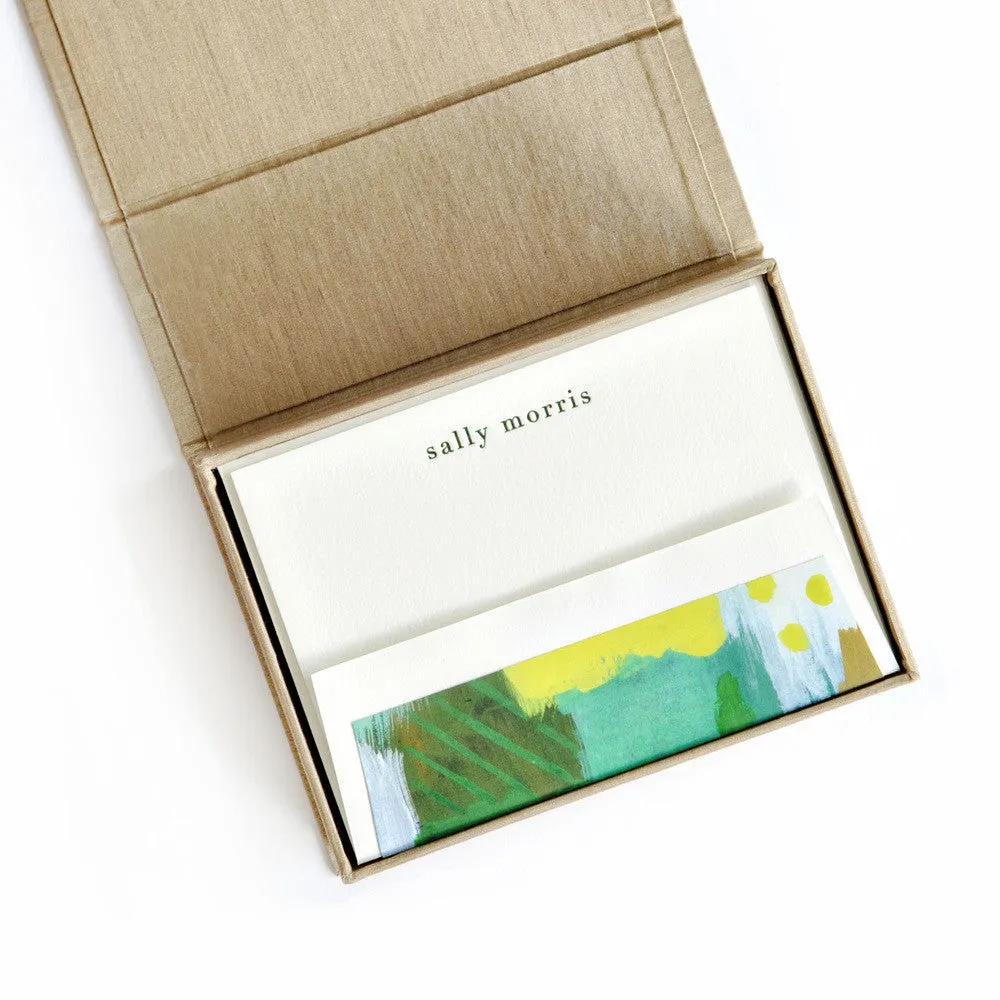 Petite Silk Stationery Box - Champagne