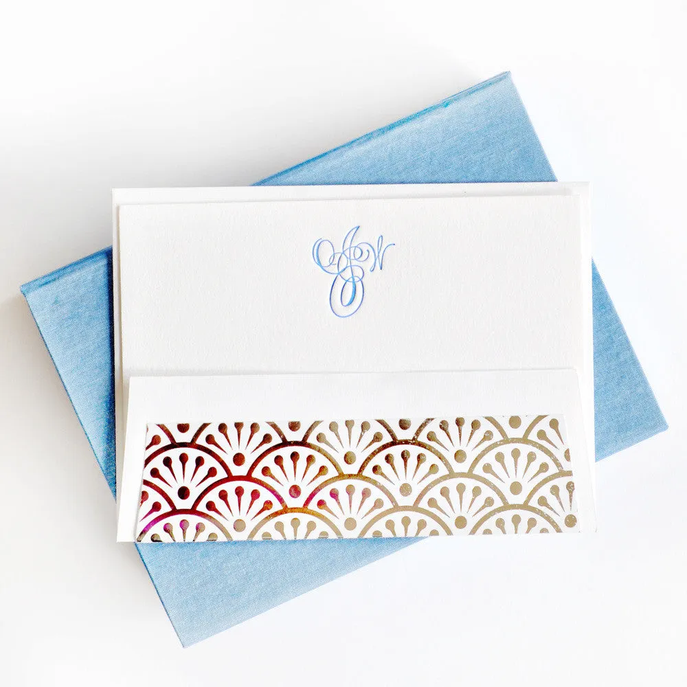 Petite Silk Stationery Box - Light Blue