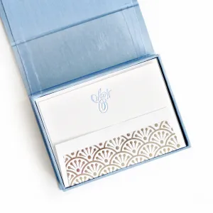 Petite Silk Stationery Box - Light Blue