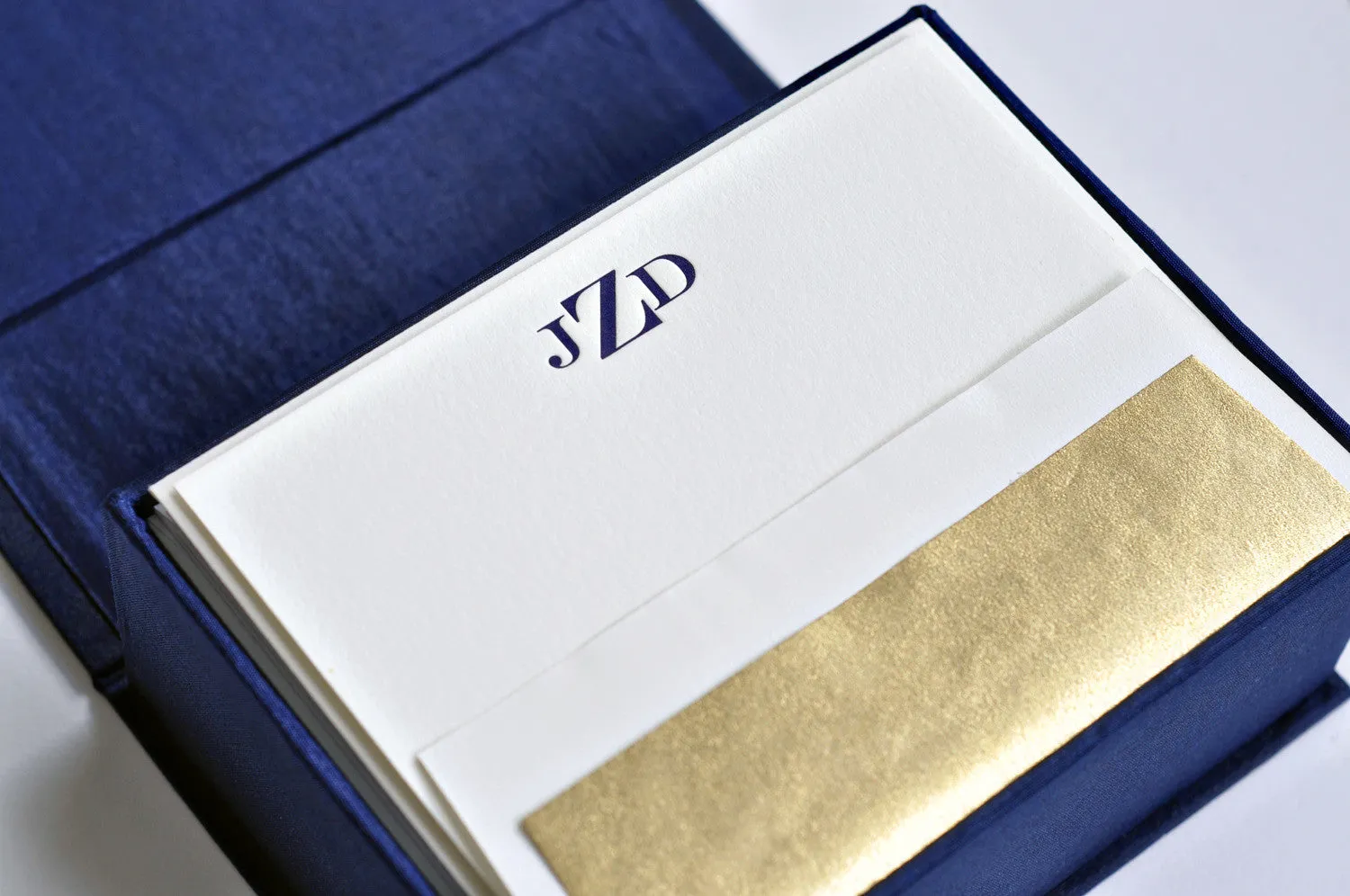 Petite Silk Stationery Box - Navy