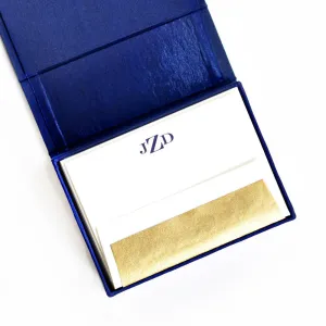 Petite Silk Stationery Box - Navy