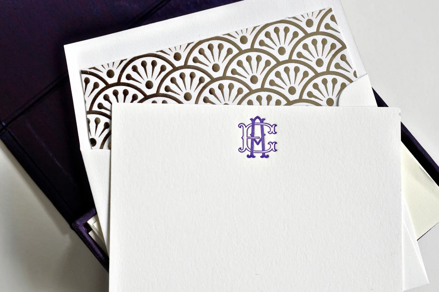 Petite Silk Stationery Box - Purple