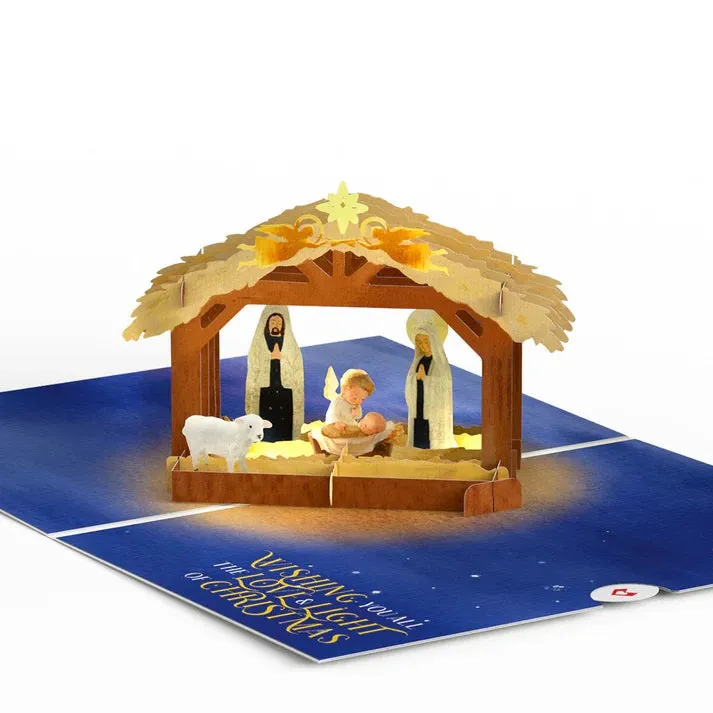 Pop Up Greeting Card A Child Is Born Nativity Light-Up