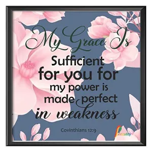 Printality Wall Photo Frame My Grace Bible Verse Printed Wall Hanging Big Size 12 x 12 inches Photo Frames for wall dacoration