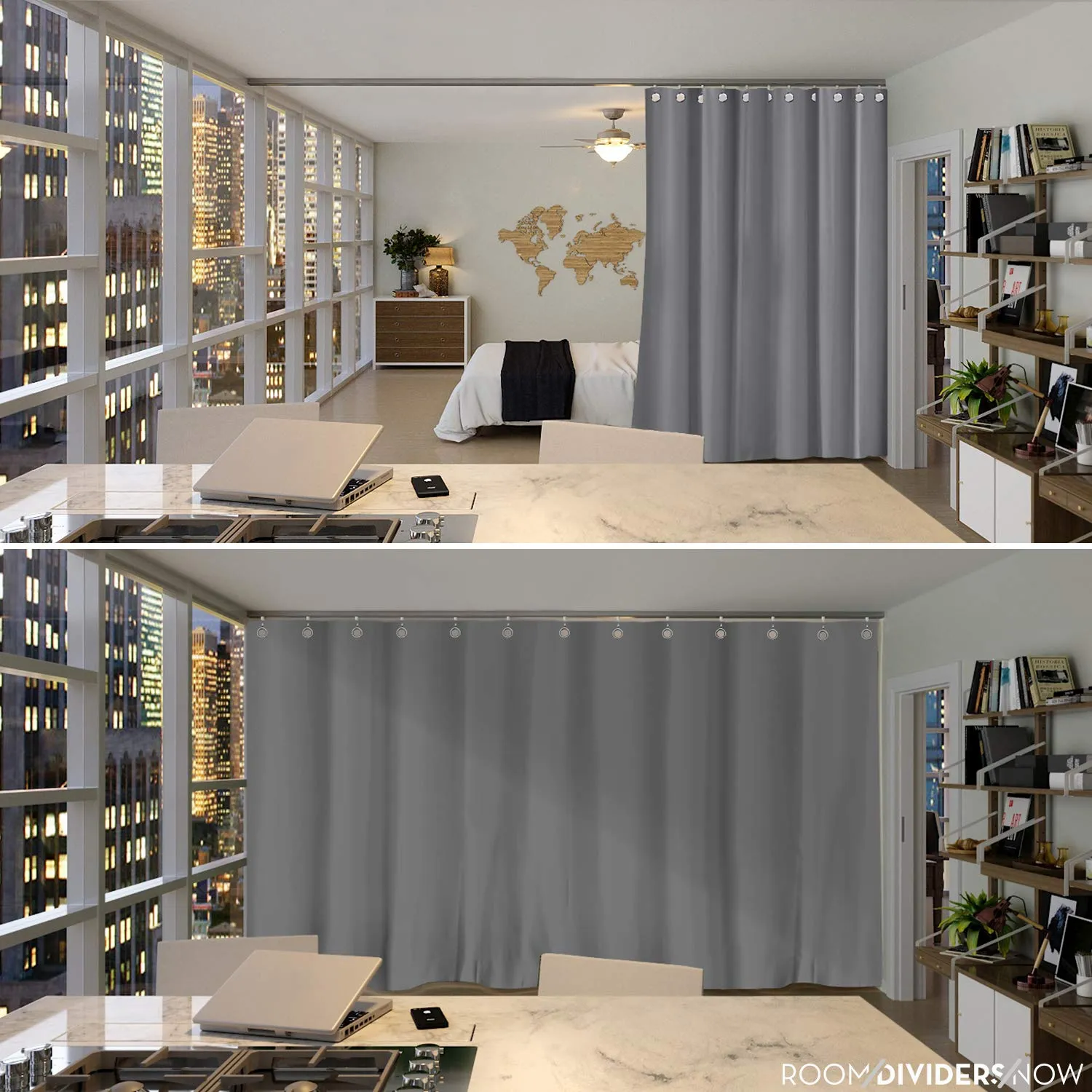 Room/Dividers/Now Premium Room Divider Curtain - Slate Gray