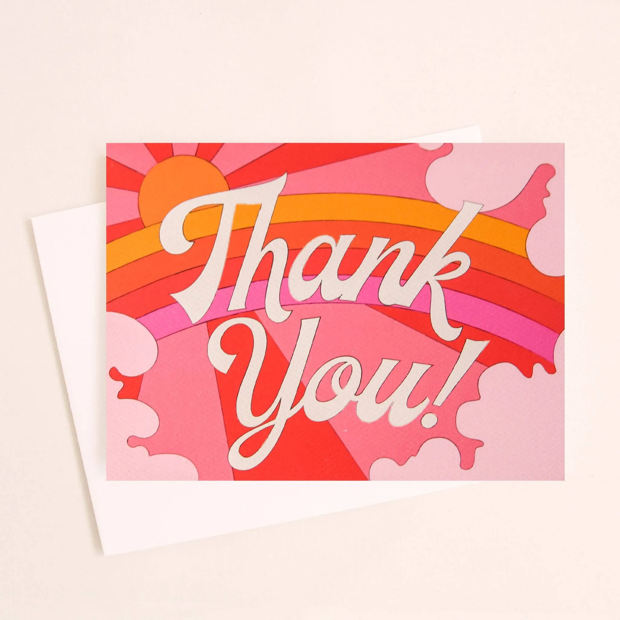 Thank You Card - Pink Rainbow