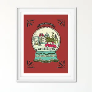 Winter Wonderland snow globe Art Poster Print