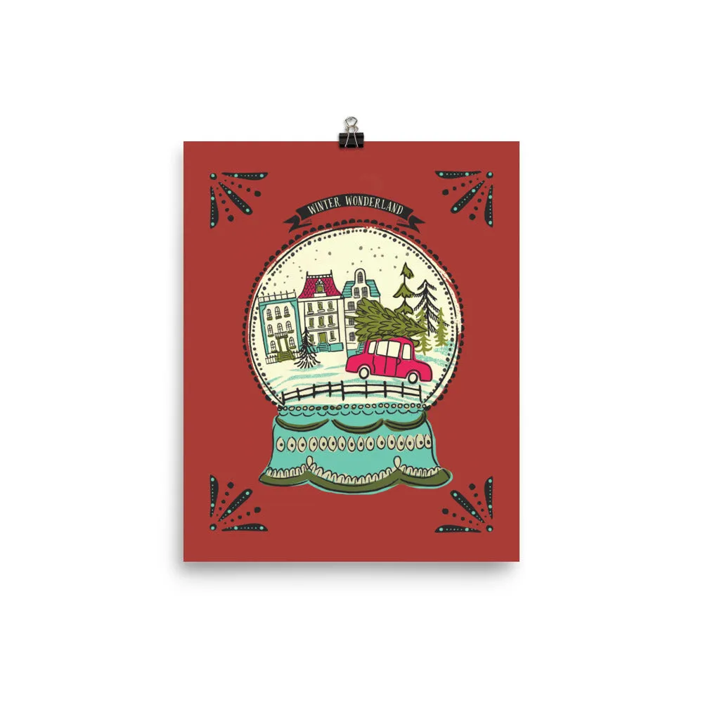 Winter Wonderland snow globe Art Poster Print